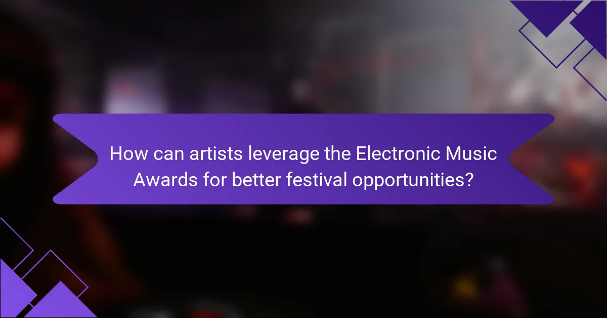 How can artists leverage the Electronic Music Awards for better festival opportunities?