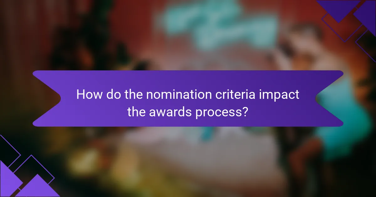 How do the nomination criteria impact the awards process?