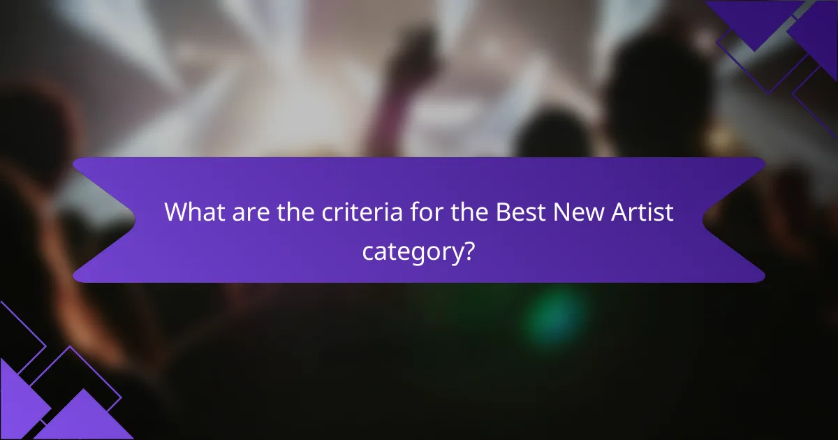 What are the criteria for the Best New Artist category?
